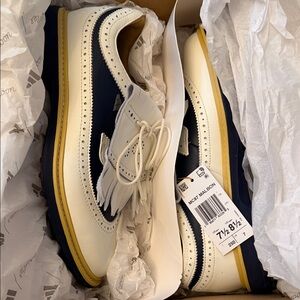 Malbon Men's Golf Sneakers - White and Navy Men 7.5 Women 8.5